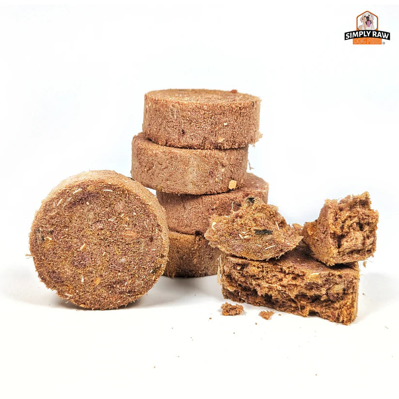 Simply Raw - Dog Food - FD Pucks - Beef, Salmon & Egg - 454g