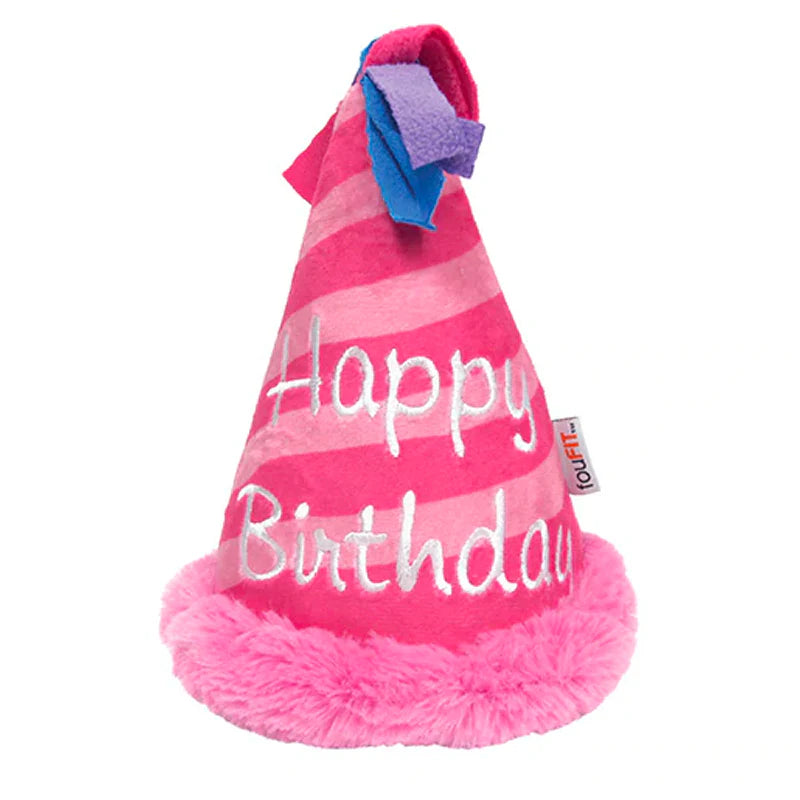Foufou - Dog Toys - Birthday Hat Crinkle Plush - Pink