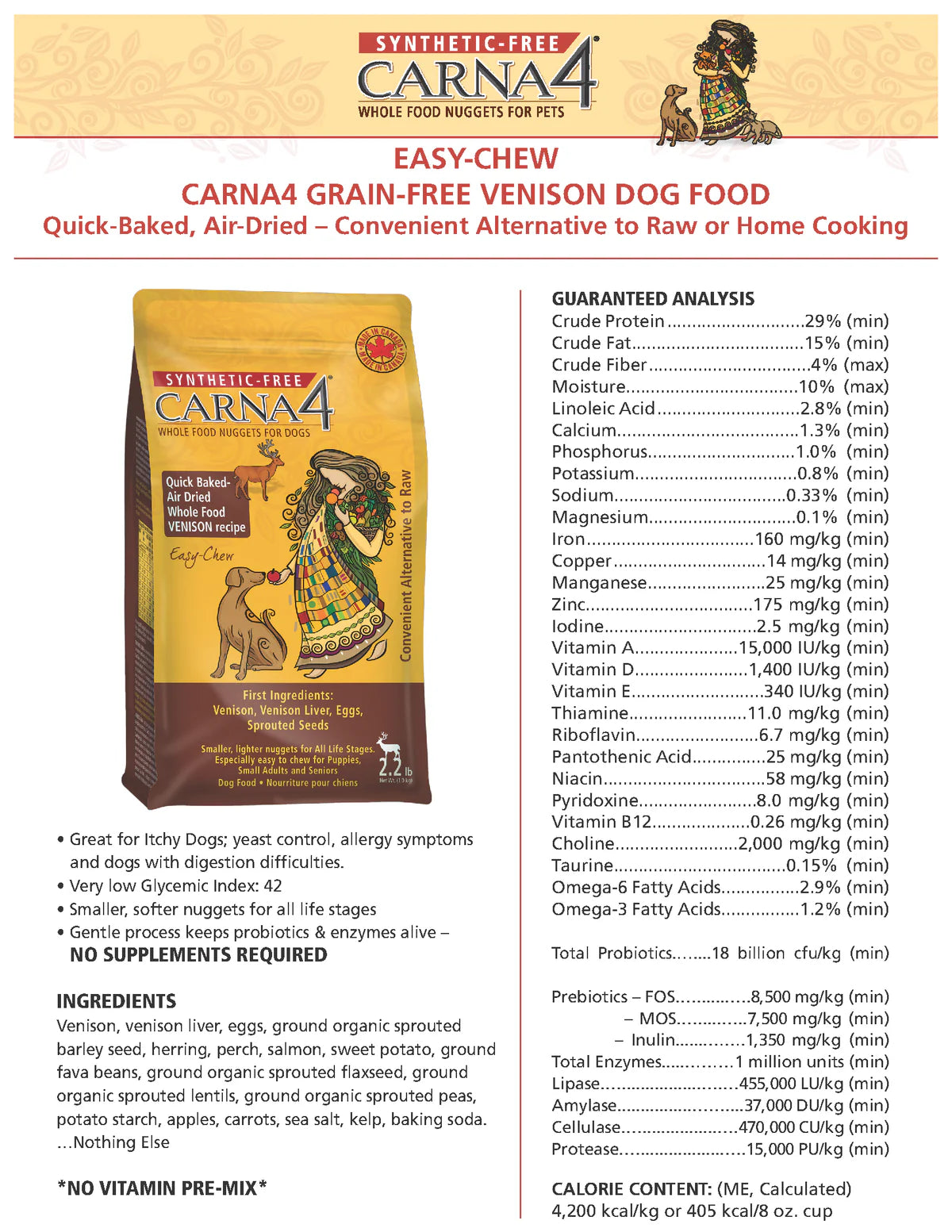 Carna4 - Dog Food - Venison Formula - 20Lbs