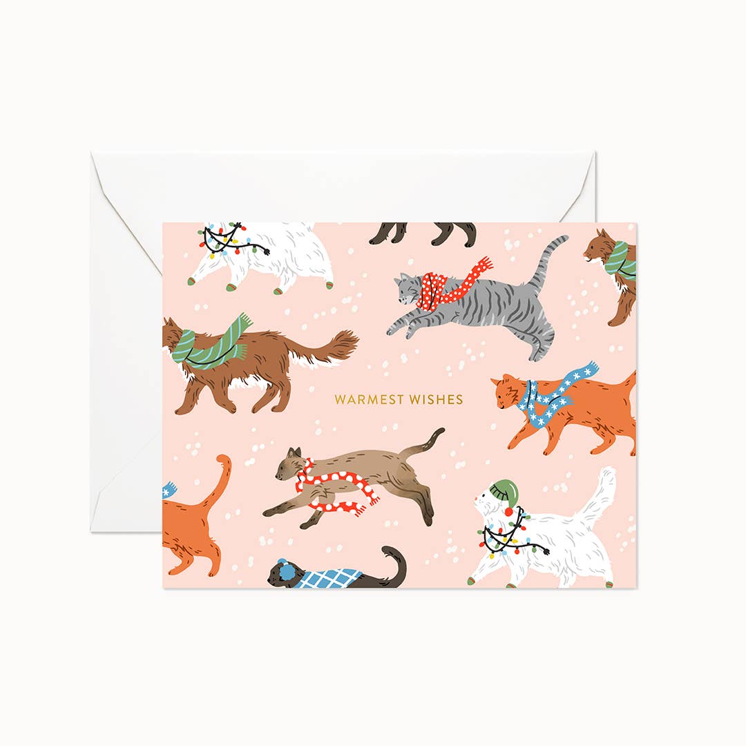 Linden Paper Co - Holiday Greeting Card - Warmest Wishes Cats