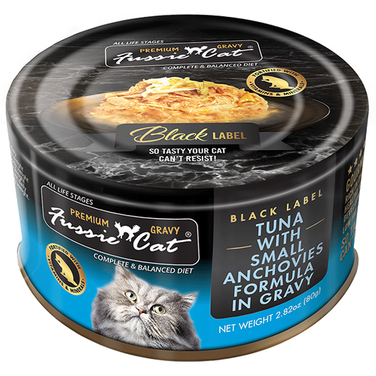 Fussie Cat-Black Label-Tuna with Small Anchovies in Gravy-2.82oz