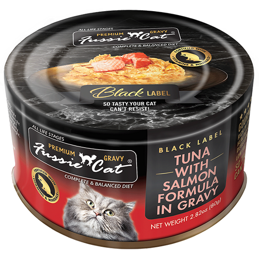 Fussie Cat-Black Label-Tuna with Salmon in Gravy-2.82oz