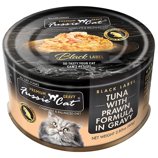 Fussie Cat-Black Label-Tuna with Prawns in Gravy-2.82oz
