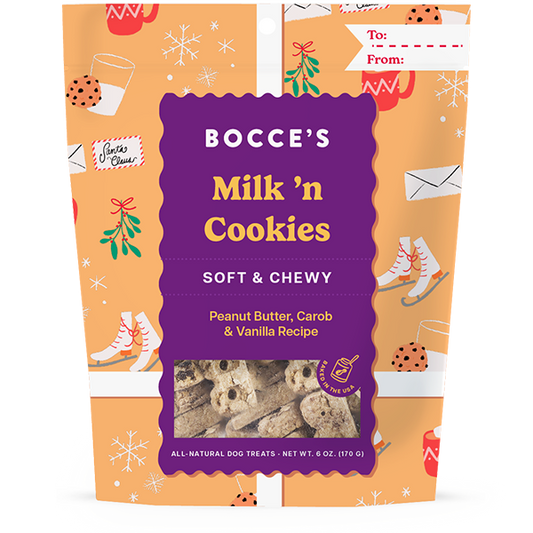 Bocce's - Dog Treat - Holiday - Soft & Chewy - Milk 'n Cookies - 6 oz