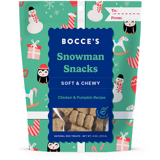 Bocce's - Dog Treat - Holiday Soft & Chewy - Snowman Snacks - 6 oz
