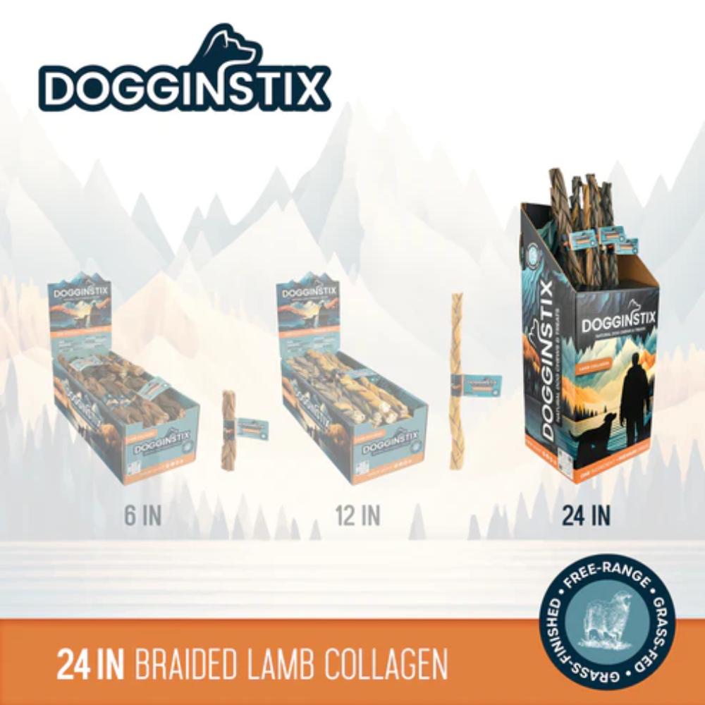 Dogginstix - Dog Chew - Lamb Braided Collagen Stick - 24in