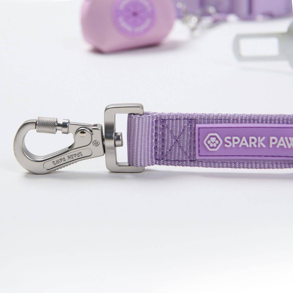 Multipurpose Seatbelt Handsfree Leash & Poop Bag Holder Set - Lilac: OS