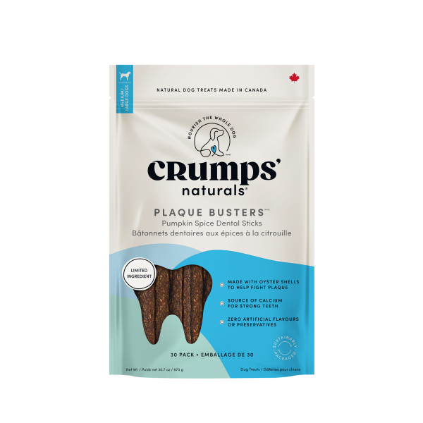 Crumps’ Naturals - Dog Treat - Plaque Busters Pumpkin 7” - 30 Pack