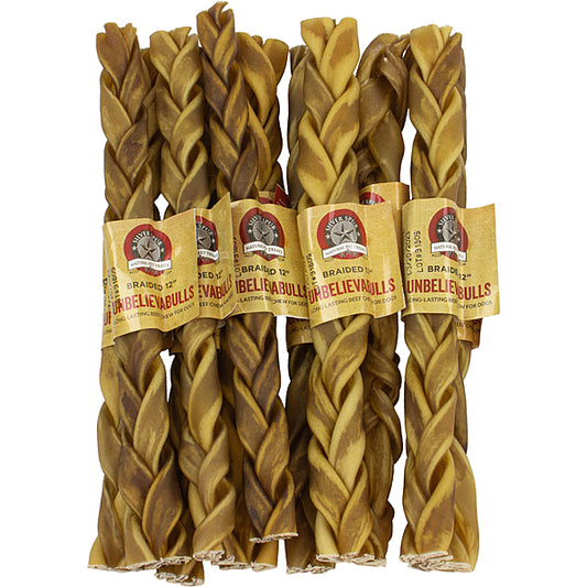 Unbelievabulls - Dog Chew - Beef Cheek - Braided Chew - 12”