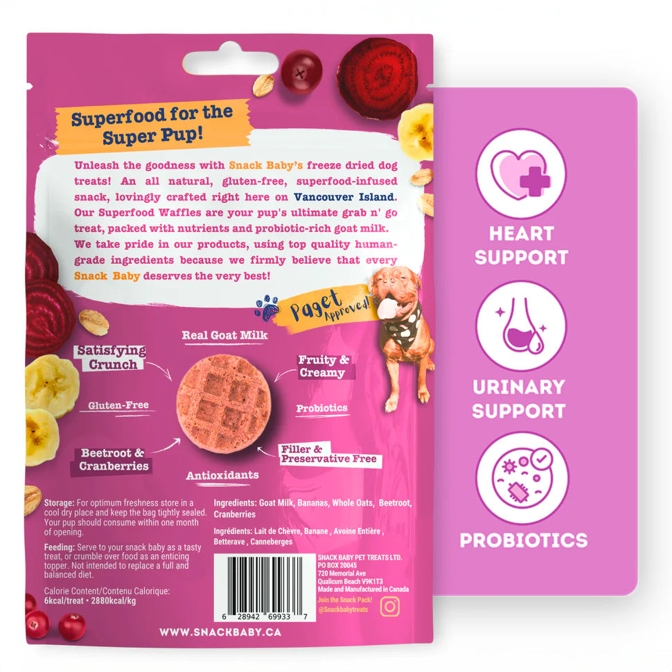 Snack Baby - Dog Treat - Super Waffles - Cranberry Beetroot