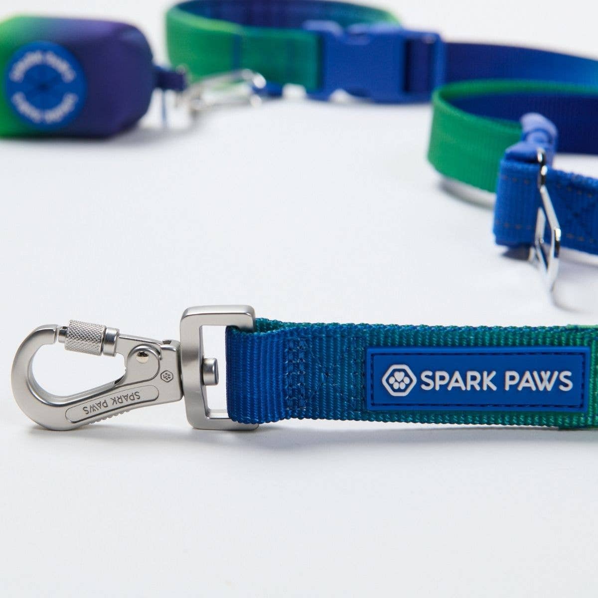 Multipurpose Seatbelt Handsfree Leash & Poop Bag Holder Set - Lime Wave: OS