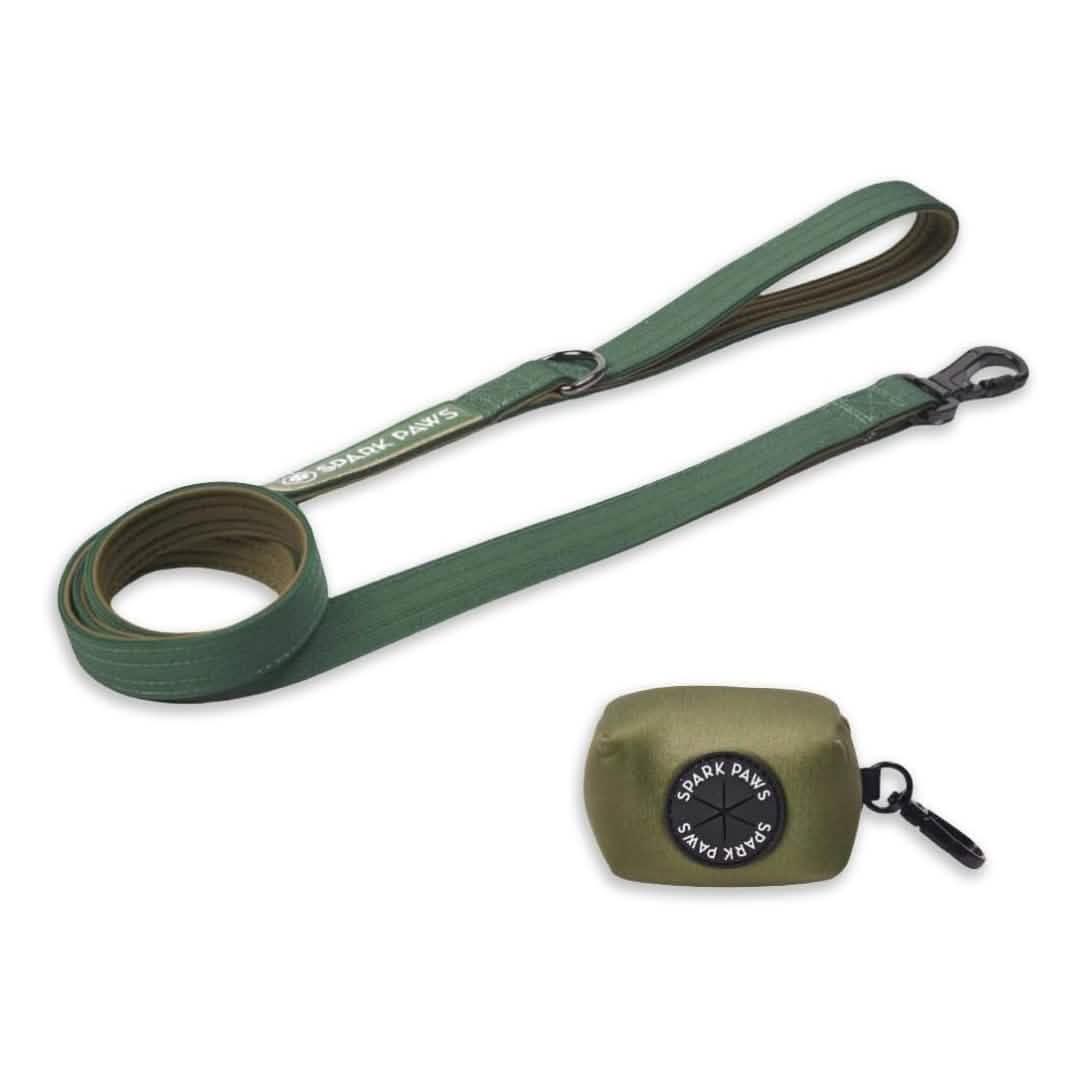 Leash and Poop Bag Holder Set - Army Green: OS