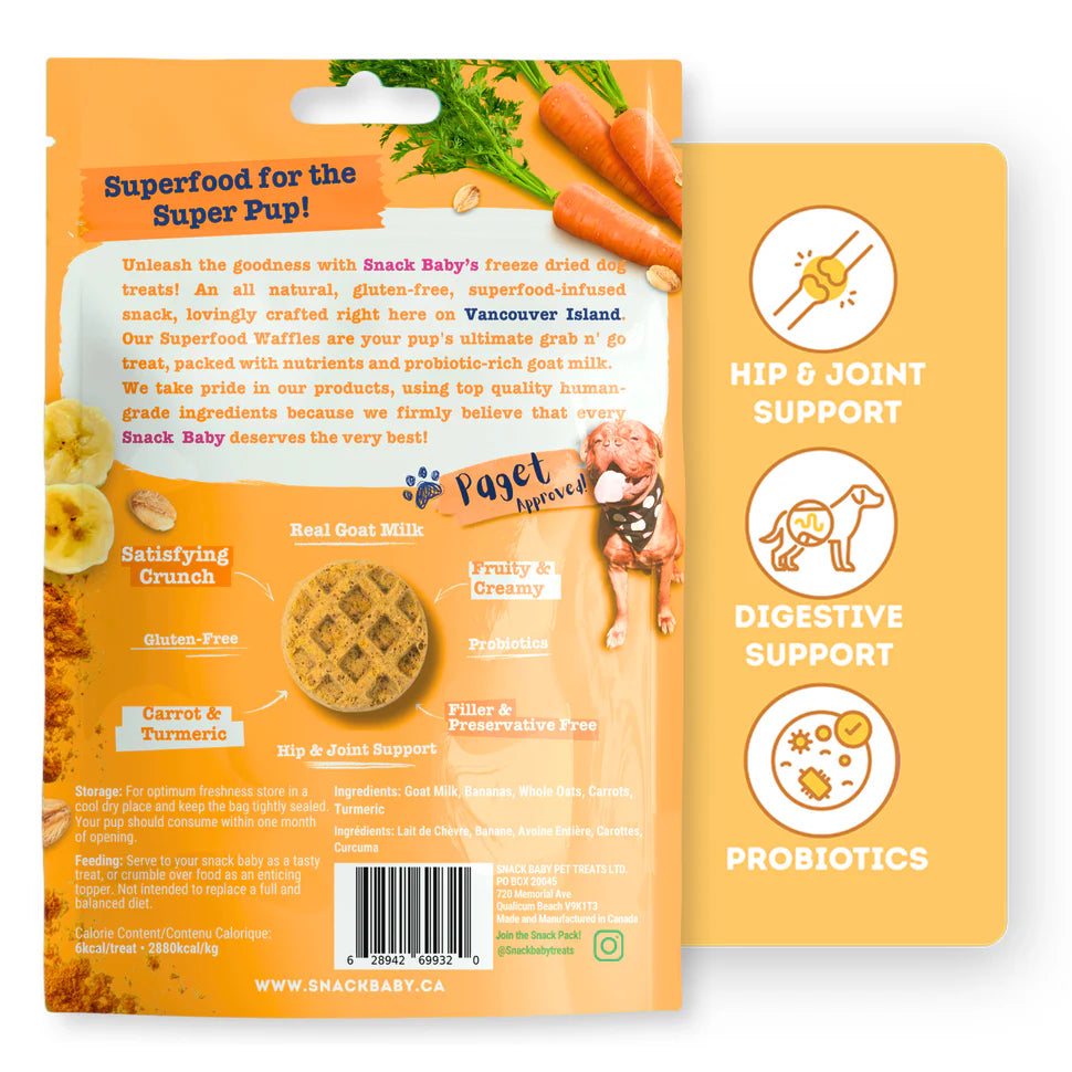 Snack Baby - Dog Treat - Superfood Waffles - Turmeric Carrot