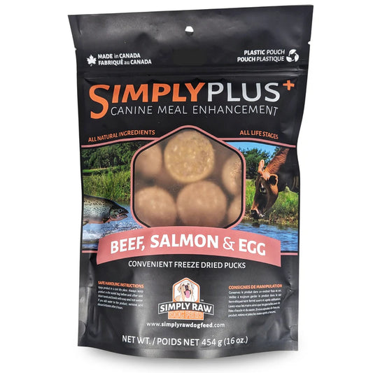 Simply Raw - Dog Food - FD Pucks - Beef, Salmon & Egg - 454g