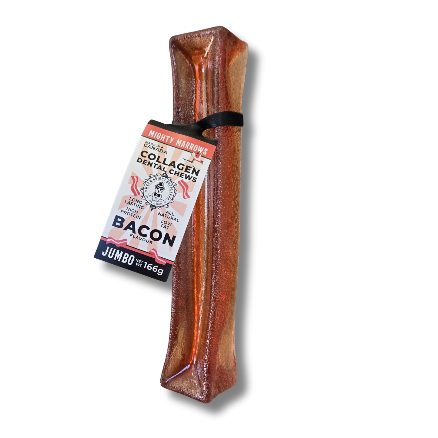 Wag & Bright - Collagen Dental Chew - Mighty Marrows - Bacon -  Large