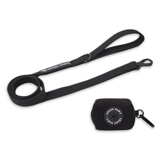 Leash and Poop Bag Holder Set - Black: OS