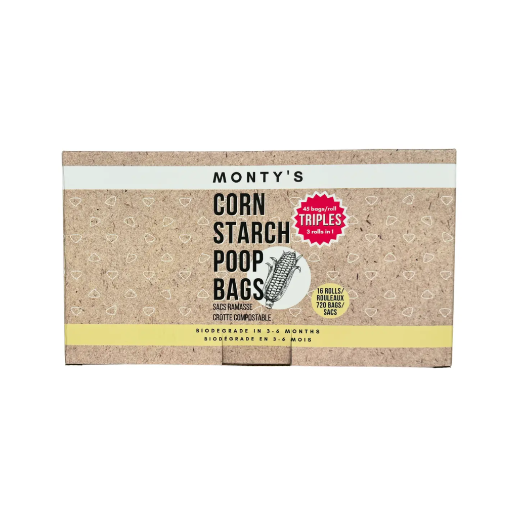 Compostable Cornstarch Poop Bags - 9 x 13" - Triples Rolls : 4 Roll (180 Bags)