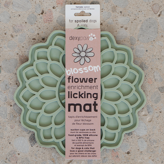 Dexypaws - Dog Enrichment Lick Mat - Blooming Blossom Sage Green