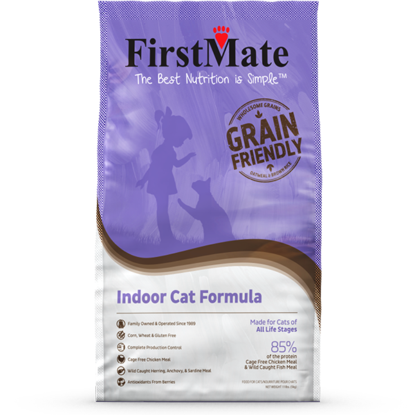 First Mate-Indoor Cat Formula-Grain Friendly-Chicken & Fish Meal-11lb