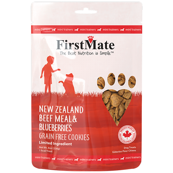 First Mate - Dog Treat - Beef Meal & Blueberries - Mini Trainers - 8oz