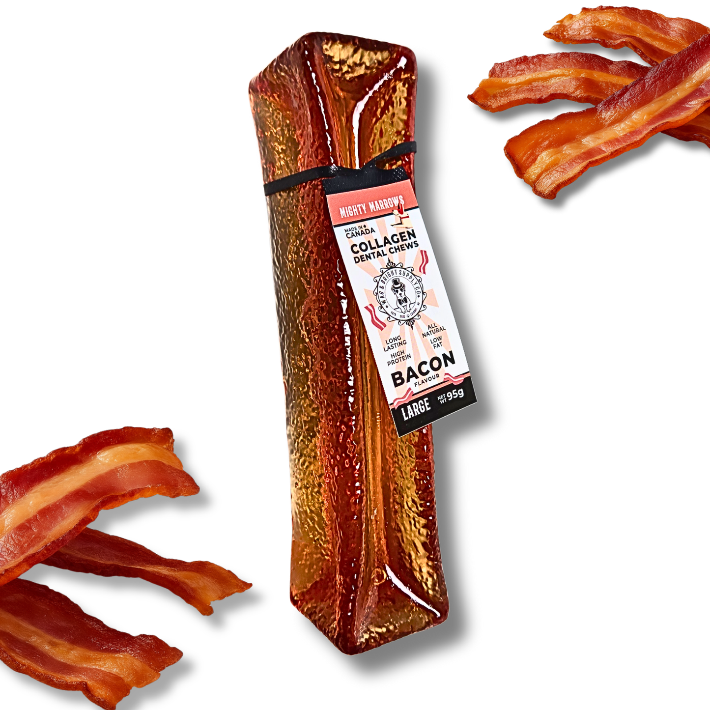 Wag & Bright - Collagen Dental Chew - Mighty Marrows - Bacon -  Large