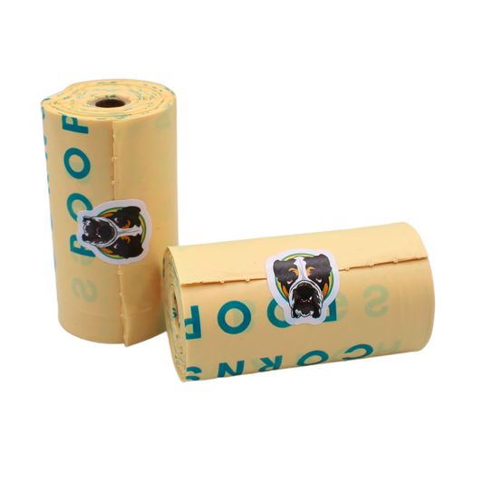 Refill Compostable Dog Poop Bags - 9 x 13" Bag Rolls: Regular Size - 15 Bags per Roll - 23 x 33cm Bag Size / 112 Refill Rolls Only