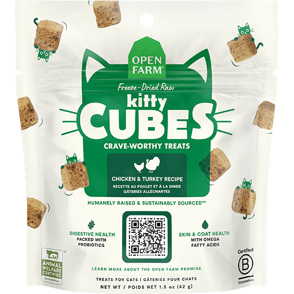 Open Farm - Cat Treats - FD Kitty Cubes - Chicken & Turkey - 1.5oz