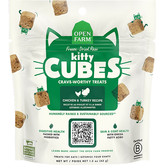 Open Farm - Cat Treats - FD Kitty Cubes - Chicken & Turkey - 1.5oz