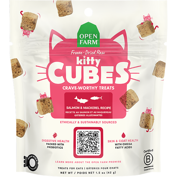 Open Farm - Cat Treats - FD Kitty Cubes - Salmon & Mackerel - 1.5oz