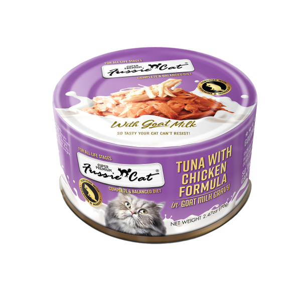 Fussie Cat Premium-Tuna with Chicken in Goat Milk-2.47oz