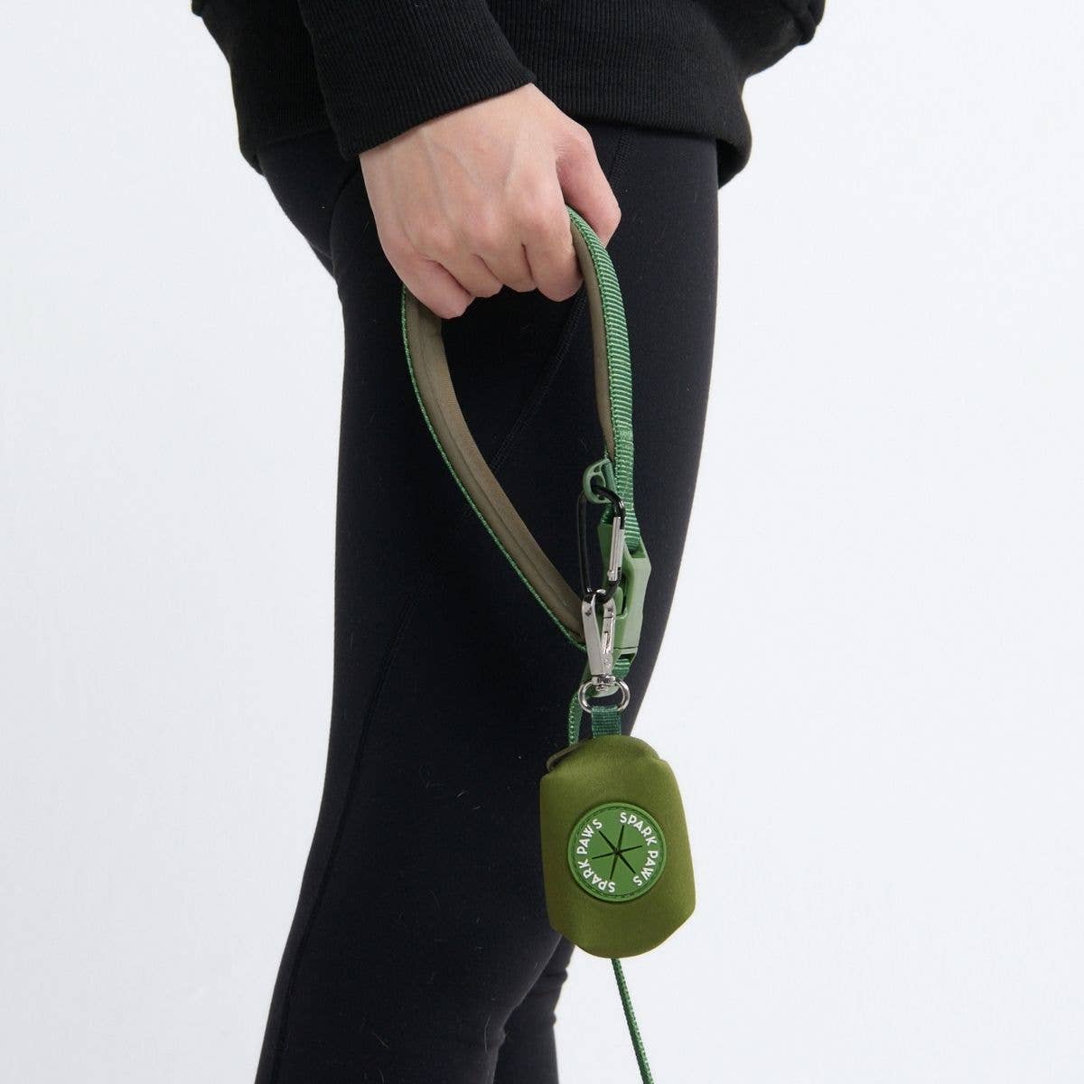 Multipurpose Seatbelt Handsfree Leash & Poop Bag Holder Set - Army Green: OS