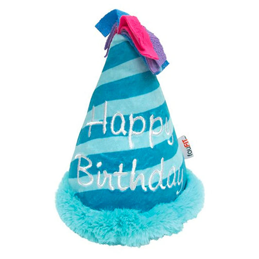 Foufou - Dog Toys - Birthday Hat Crinkle Plush - Blue