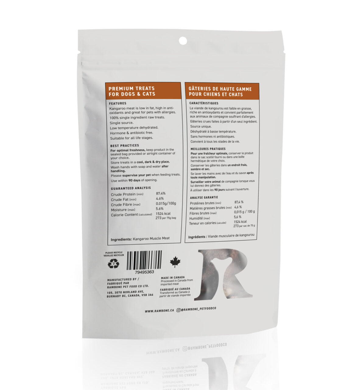 Rawbone - Dog & Cat Treats - Wild Kangaroo Krisps – 75 g