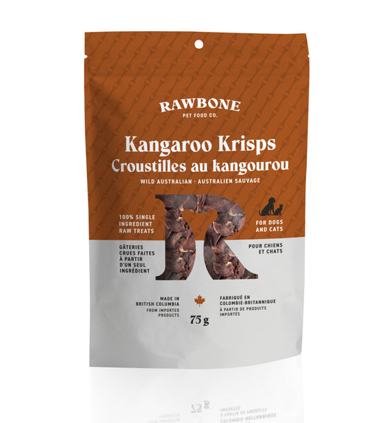 Rawbone - Dog & Cat Treats - Wild Kangaroo Krisps – 75 g