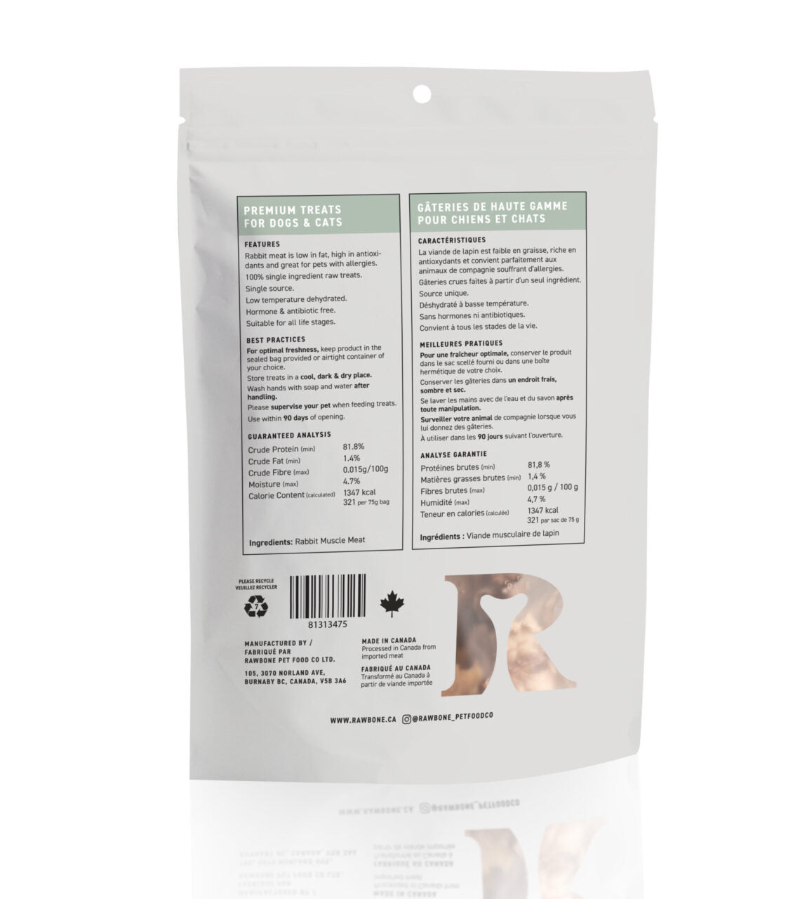 Rawbone - Dog & Cat Treats - Premium Rabbit Krisps – 75 g