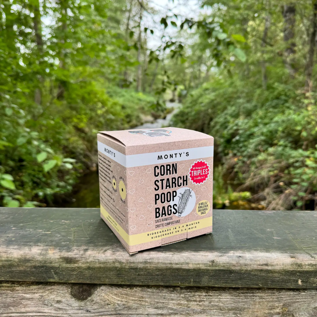 Compostable Cornstarch Poop Bags - 9 x 13" - Triples Rolls : 4 Roll (180 Bags)