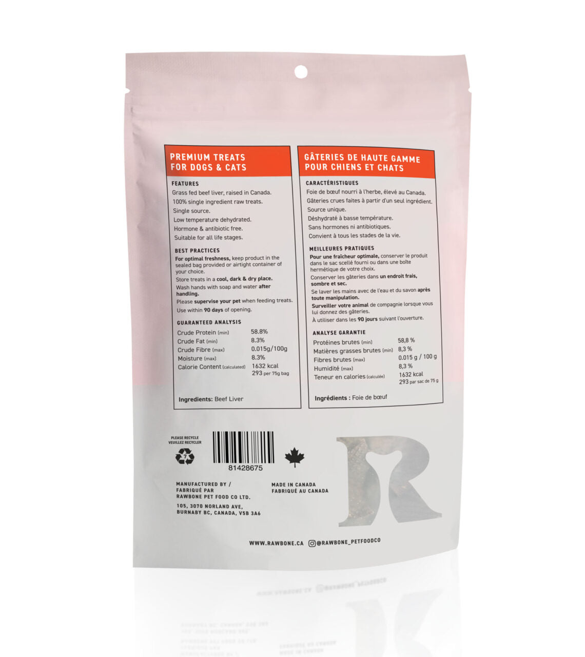 Rawbone - Dog & Cat Treats -  Grass Fed Beef Liver Krisps – 75 g