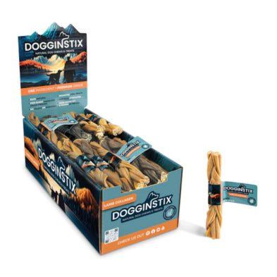 Dogginstix - Dog Treat - Braided Lamb Collagen - 6”