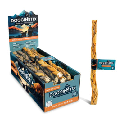 Dogginstix - Dog Treat - Braided Lamb Collagen  - 12”