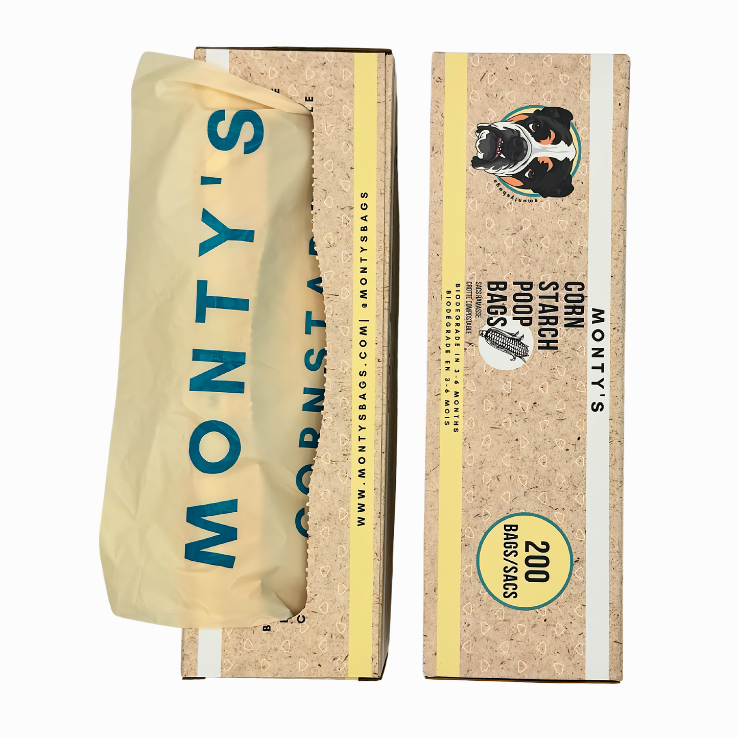 Compostable Cornstarch Poop Bags -  200 Bags - 8 x 13" Size