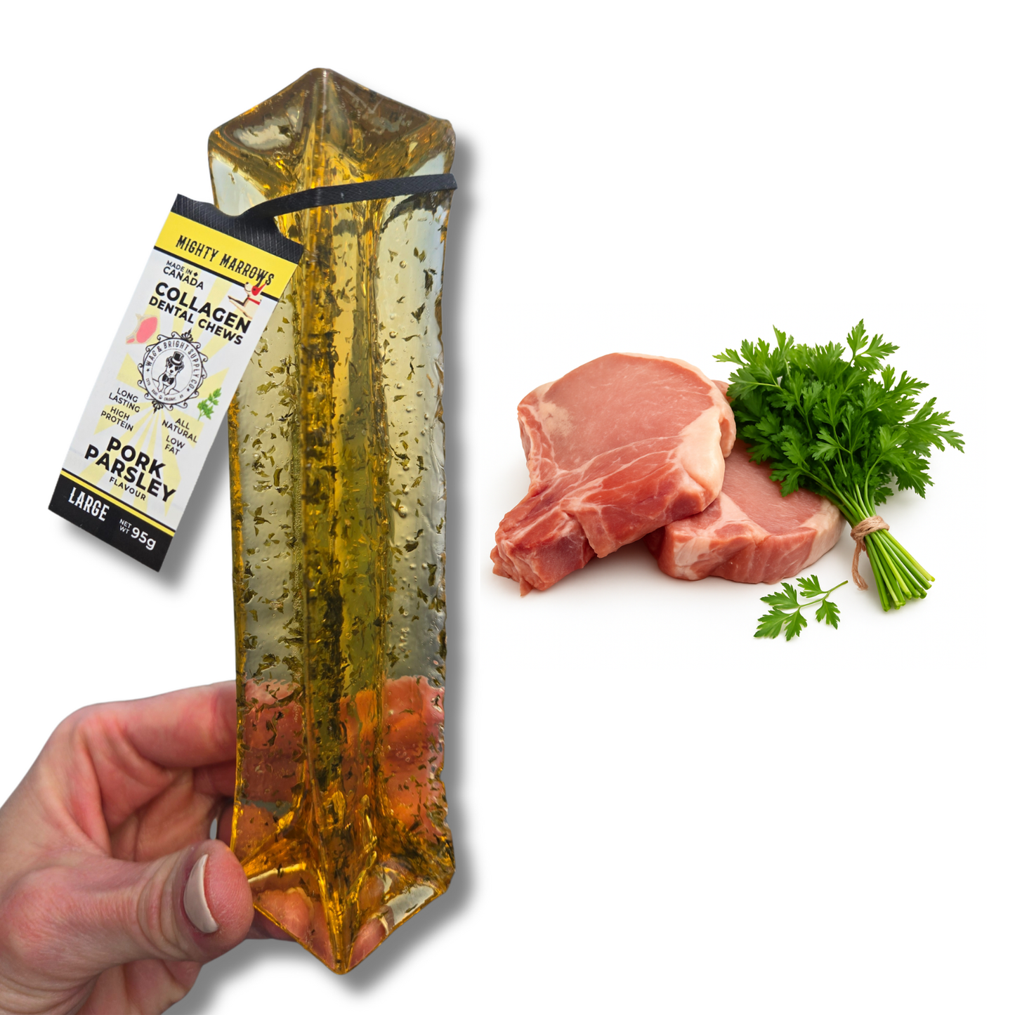 Wag & Bright - Collagen Dental Chew - Mighty Marrows - Pork Parsley - Large