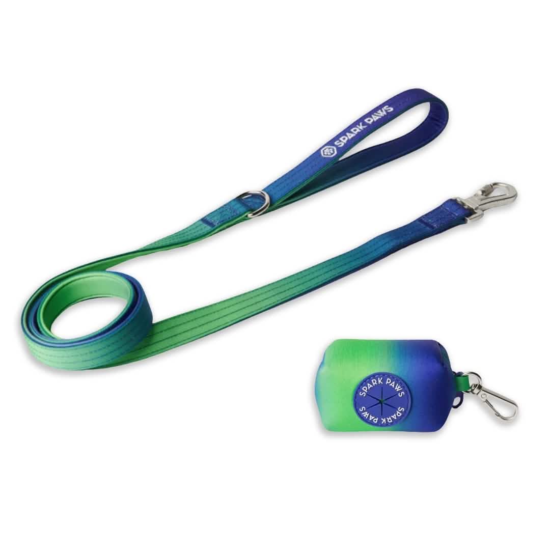 Leash and Poop Bag Holder Set - Lime Wave: OS