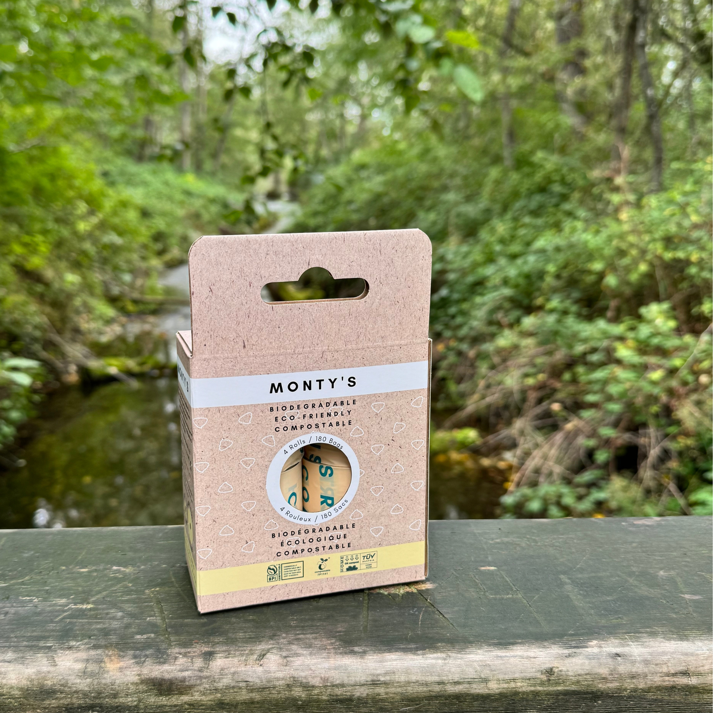 Compostable Cornstarch Poop Bags - 9 x 13" - Triples Rolls : 4 Roll (180 Bags)