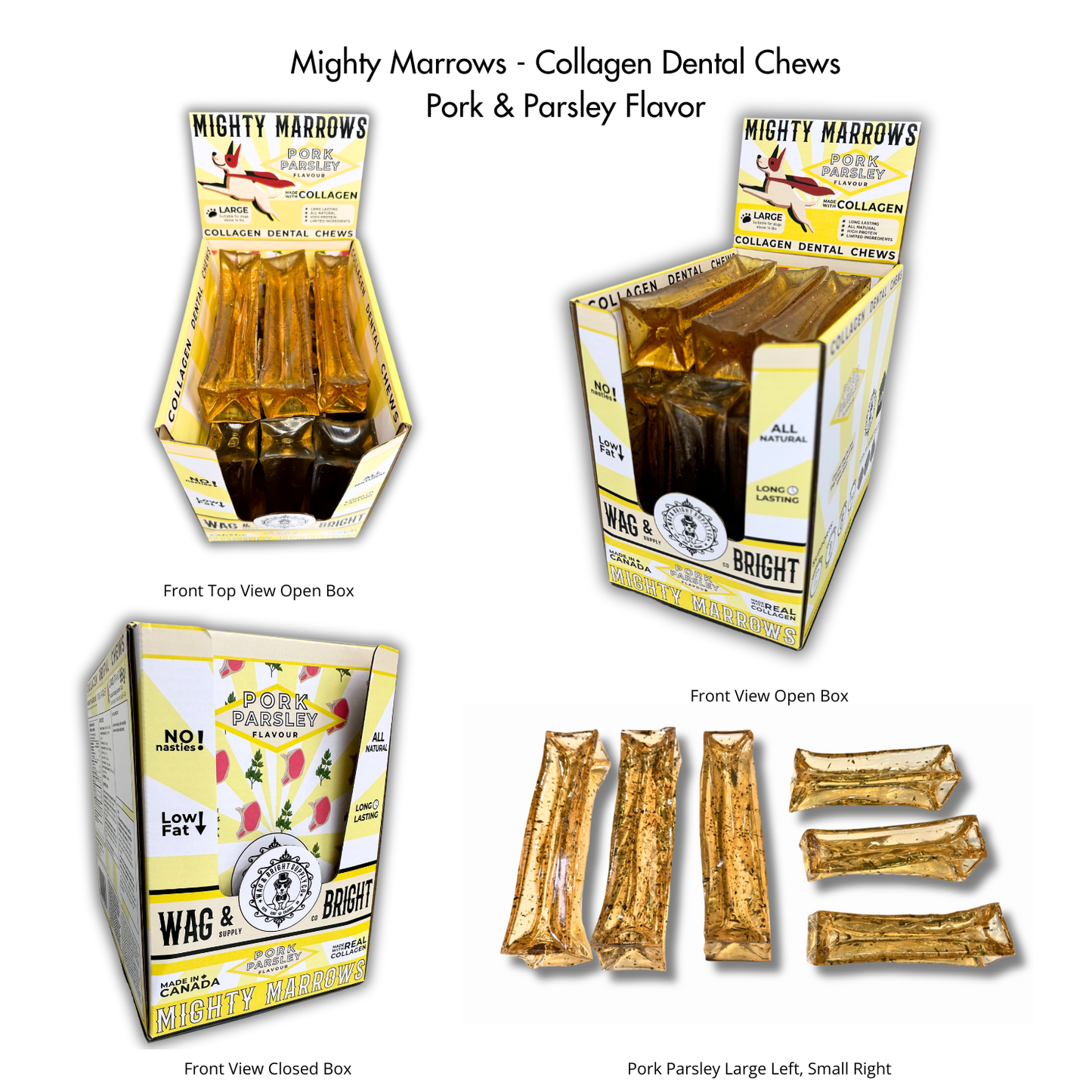 Wag & Bright - Collagen Dental Chew - Mighty Marrows - Pork Parsley - Large