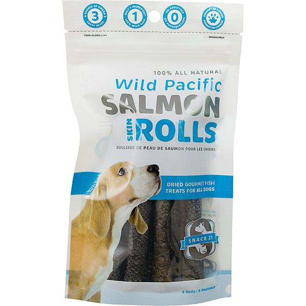 Wild Pacific - Salmon Skin Rolls - 6 Pack - Dog Treat