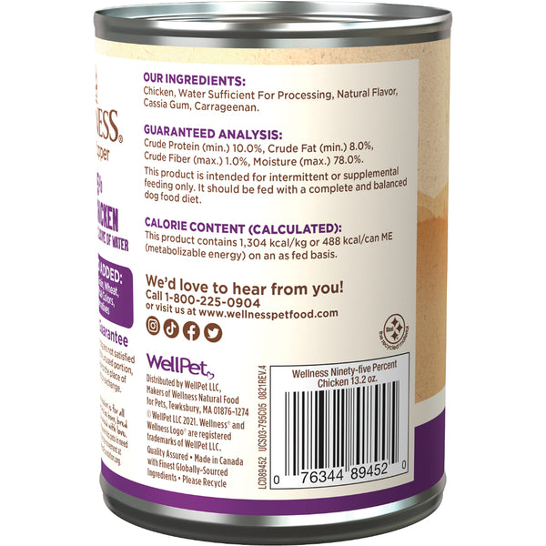 Wellness - Canned Dog Food - 95% Chicken - 13.2oz