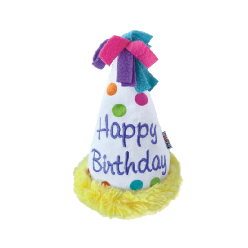 Foufou - Dog Toy - Birthday Hat Crinkle Plush - White